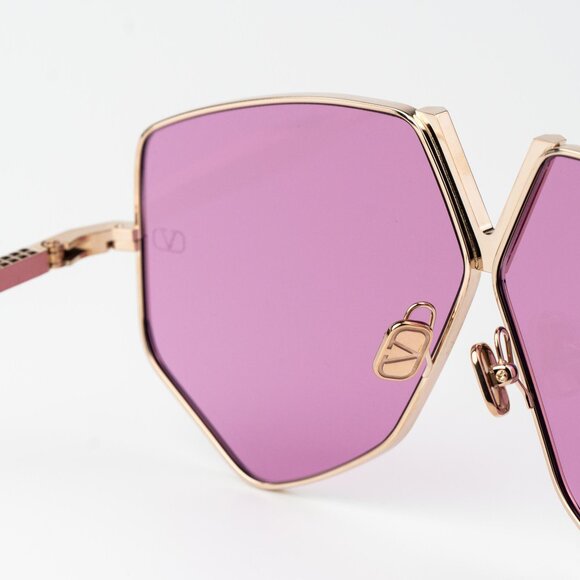 Valentino Women Sunglasses Titanium Gold Pink Oversized Aviator V - HEXAGON - Picture 7 of 14